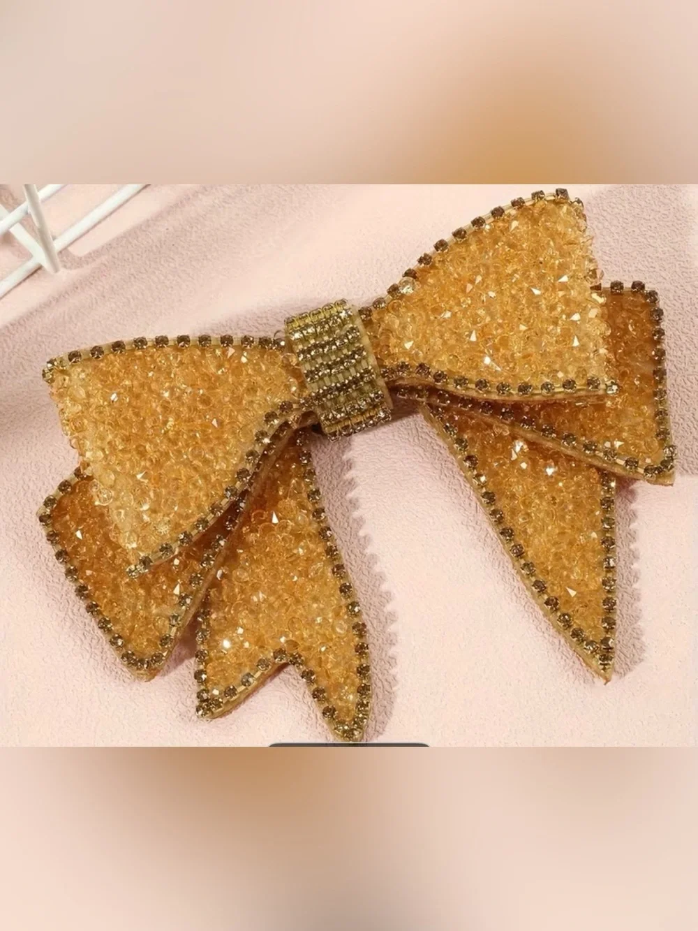 Crystal Bow Hair Clip - Black Rhinestone Accent